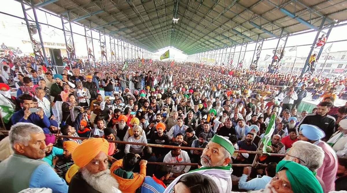 After-Punjab-BJP-JJP-govt-risks-facing-farm-fury-in-Haryana.jpeg farm Bills, protesting Punjab farmers, Bharatiya Kisan Union, Gurnam Singh Chaduni, Kisan Mahapanchayat, Indri town, kisan mahapanchayat, farm laws, farm bills 2020, farmers protest, haryana polls, india news, indian express
