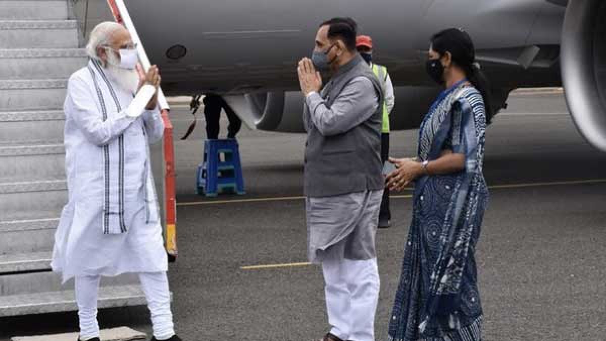Aftermath-of-cyclone-Tauktae-PM-Modi-reaches-Gujarat-to-review.jpg After Cyclone Tauktae, PM Modi reaches Gujarat