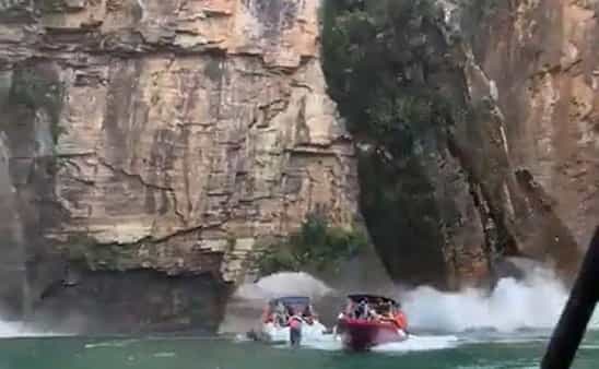 Six dead 20 missing after rock collapses on boats at a waterfall in Brazil