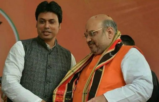 Tripura-Chief-Minister-Biplab-Kumar-Deb-is-scheduled-to-meet-with-Amit-Shah-today. Tripura Chief Minister Biplab Kumar Deb is scheduled to meet with Amit Shah today.